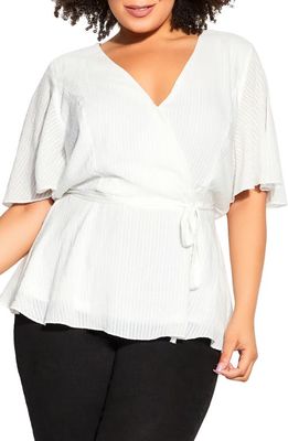City Chic Sophie Peplum Blouse in Ivory