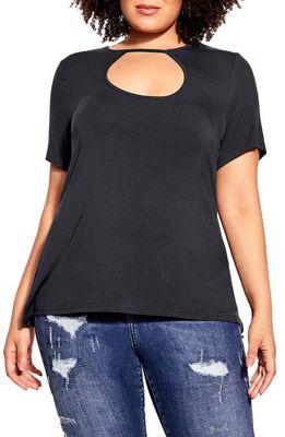 City Chic Stella Cutout T-Shirt in Navy