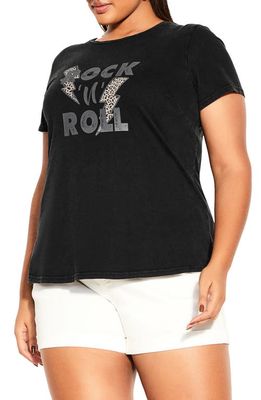 City Chic Sweet Lightning Cotton Graphic Tee in Black Wash