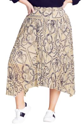 City Chic Tile Midi Skirt in Ivory Exotic Tile