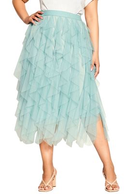 City Chic Wild Pixy Layered Tulle Skirt in Seafoam