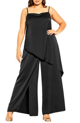 City Chic Wildfire Wide Leg Jumpsuit in Black