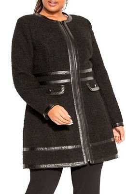 City Chic Winter Escape Bouclé Coat in Black