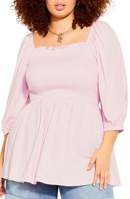 City Chic Young Heart Top in Ice Pink