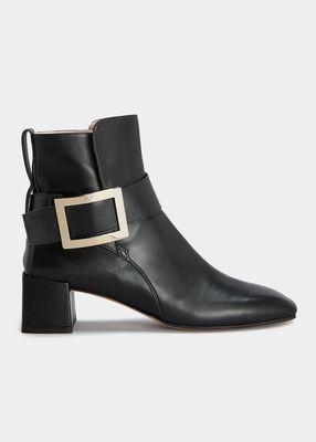 City Leather Buckle Ankle Boots