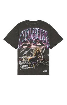 Civil Regime Rider in The Storm Tee in Charcoal