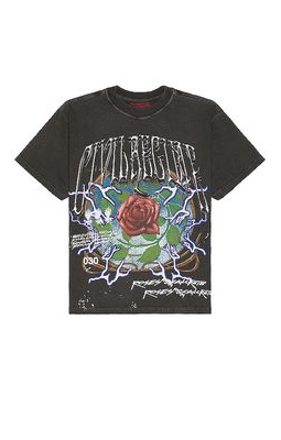Civil Regime Stones Rose Tee in Charcoal