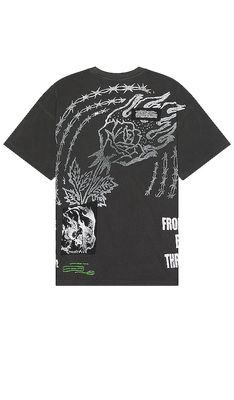 Civil Regime Thorns N Roses American Classic Oversized Tee in Charcoal
