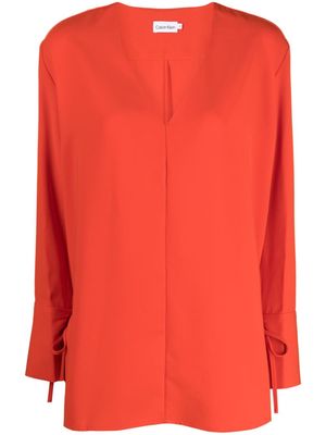 CK Calvin Klein V-neck tied-cuff blouse - Orange