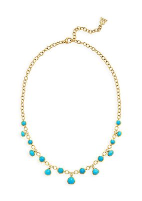 CL 18K Yellow Gold, Turquoise & Diamond Theo Half Bib Necklace