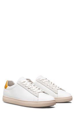 CLAE Bradley California Sneaker in White Leather Mineral Yellow