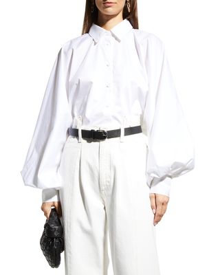 Claire Button-Front Balloon Sleeve Shirt