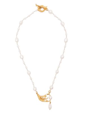 Claire English Magpie gold-plated pearl necklace - White