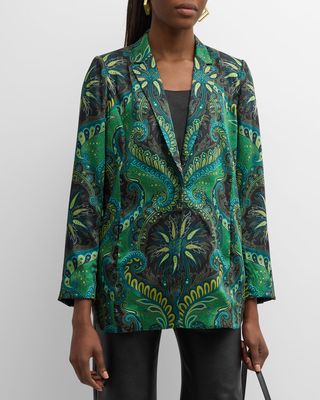Claire Notched-Lapel Paisley-Print Twill Jacket