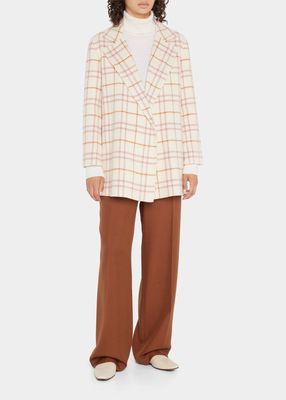 Clairene Open-Front Wool-Blend Plaid Jacket