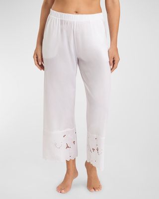 Clara Cropped Floral-Embroidered Cotton Pants