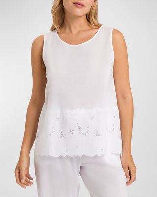 Clara Floral-Embroidered Cotton Tank Top