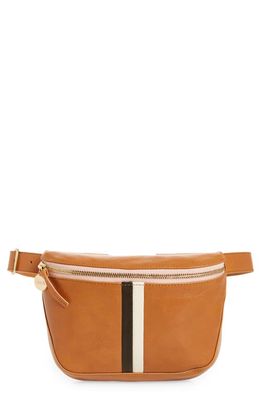 Clare V. Colorblock Leather Belt Bag in Natural Rustic W/Black Nappa