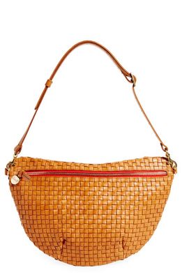 Clare V. Grande Woven Leather Convertible Belt Bag in Natural Woven Checker