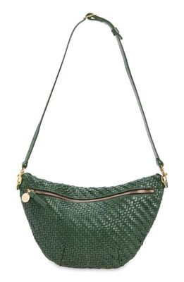 Clare V. Large Woven Leather Belt Bag in Evergreen Woven Zig Zag