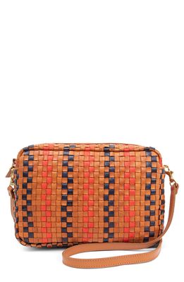 Clare V. Marisol Woven Leather Crossbody Bag in Pinstripe Woven Checker