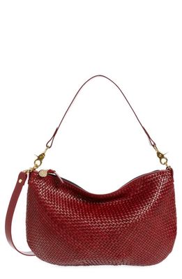 Clare V. Moyen Woven Leather Messenger Bag in Oxblood Diagonal Woven
