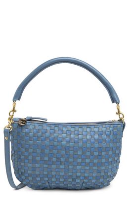 Clare V. Petit Moyen Woven Leather Messenger Bag in Jean Similaire Woven Checker