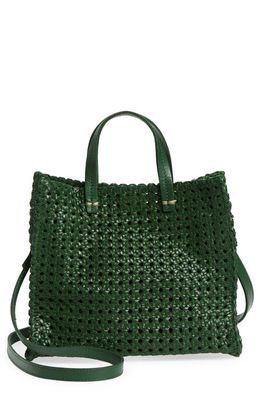 Clare V. Petit Simple Woven Leather Tote in Evergreen Woven
