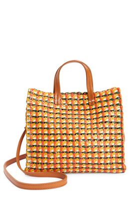 Clare V. Petit Woven Leather Tote in Marigold Rattan
