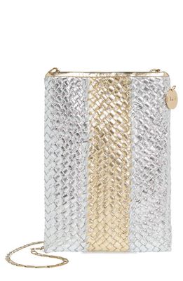 Clare V. Poche Woven Metallic Leather Crossbody Bag in Gold And Silver