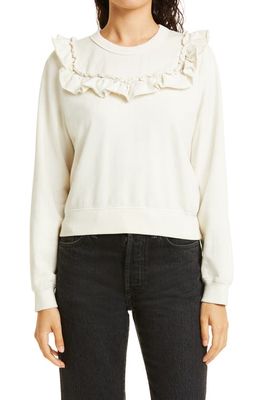 Clare V. Ruffle Cotton Sweater in Cream