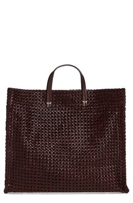 Clare V. Simple Woven Leather Tote in Plum Woven