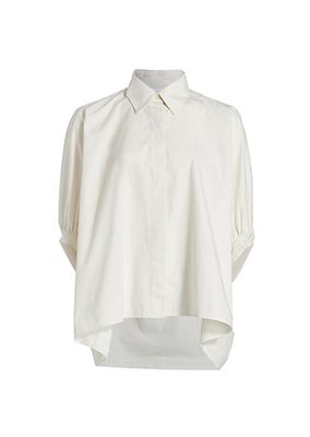 Clarissa High-Low Puff-Sleeve Shirt