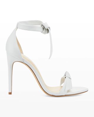 Clarita Knotted Leather High-Heel Sandals, White