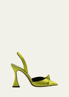 Clarita Leather Bow Slingback Pumps