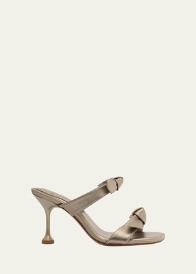 Clarita Leather Bow Two-Band Sandals