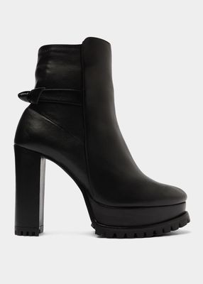 Clarita Leather Lug-Sole Ankle Booties