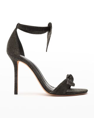 Clarita Metallic Ankle-Bow Stiletto Sandals