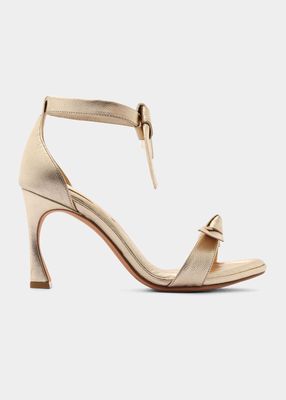 Clarita Metallic Leather Ankle-Tie Sandals
