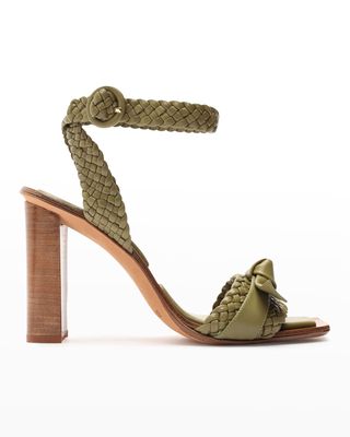 Clarita Woven Leather Bow Sandals