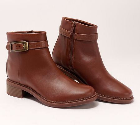 Clarks Collection Leather Ankle Boot-Maye Grace