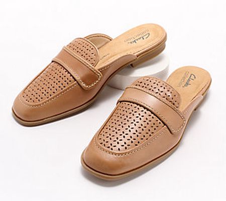 Clarks Collection Perforated Leather Mules - Lyrical Rose