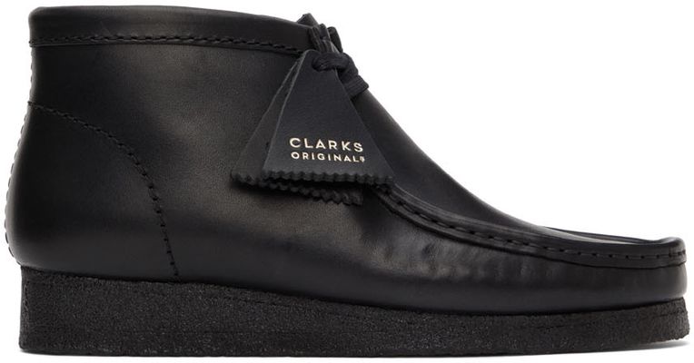 Clarks Originals Black Leather Wallabee Desert Boot