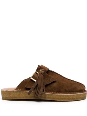 Clarks suede-leather buckled mules - Brown