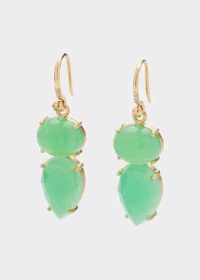 Classic 2-Stone Earrings with Chrysoprase and Diamonds