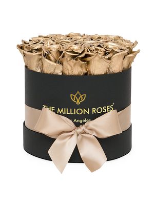 Classic Box Collection Roses In Round Box - Gold