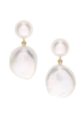 Classic Collection 14K Yellow Gold & 8.5-14MM Pearl Venus Blanc Drop Earrings