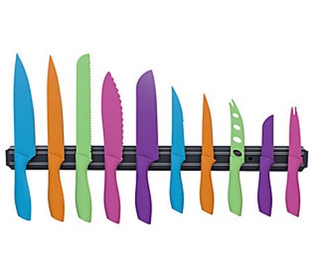 Classic Cuisine 10-Piece Colored Knife Set with Magnetic Bar