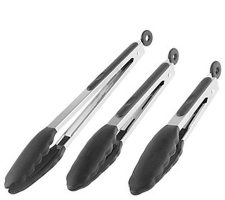 Classic Cuisine Set of 3 Stainless Steel Kitche n Tongs