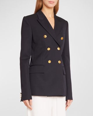 Classic Double-Breasted Wool Blazer Jacket